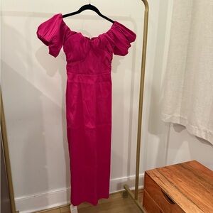Pink Off-Shoulder Midi Dress